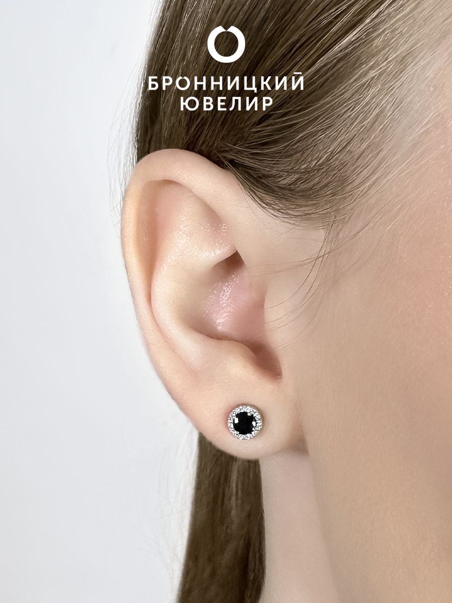

Серьги пусеты из серебра Бронницкий ювелир С-038р, сапфир, С-038р