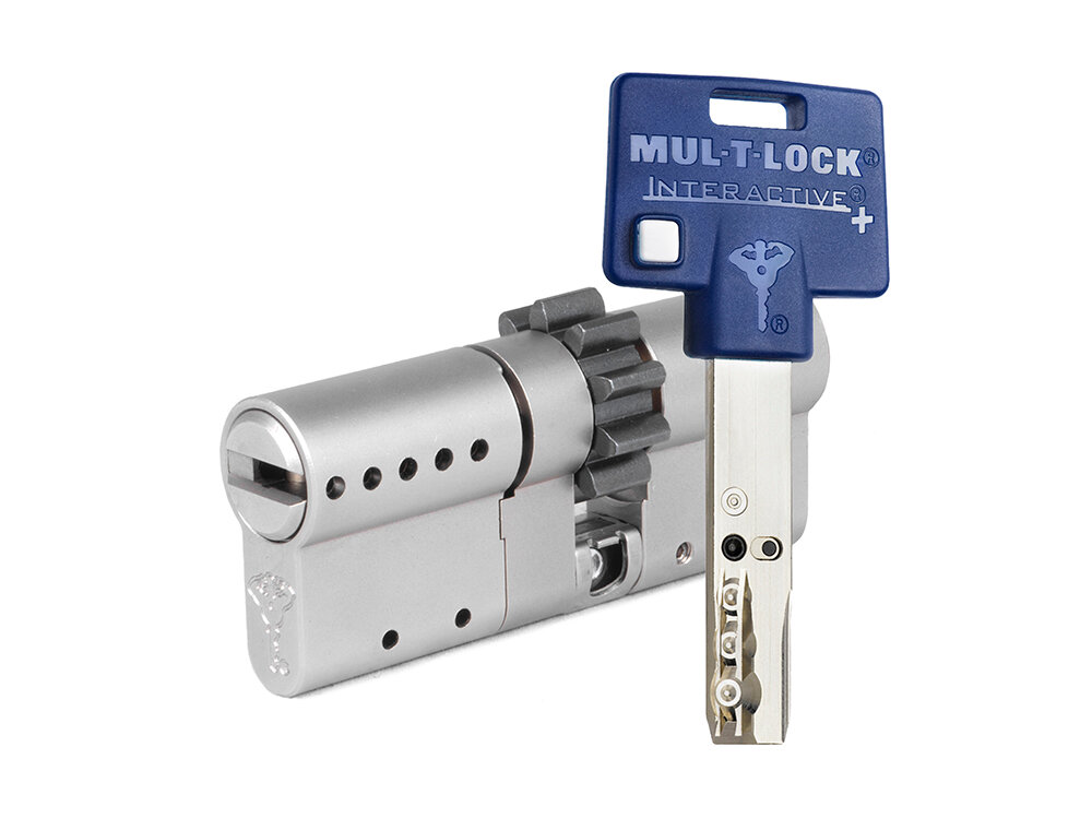 

Цилиндр Mul-t-Lock Interactive+ ключ-ключ (размер 48х43 мм) - Никель, Шестеренка (3 ключа), Серебристый