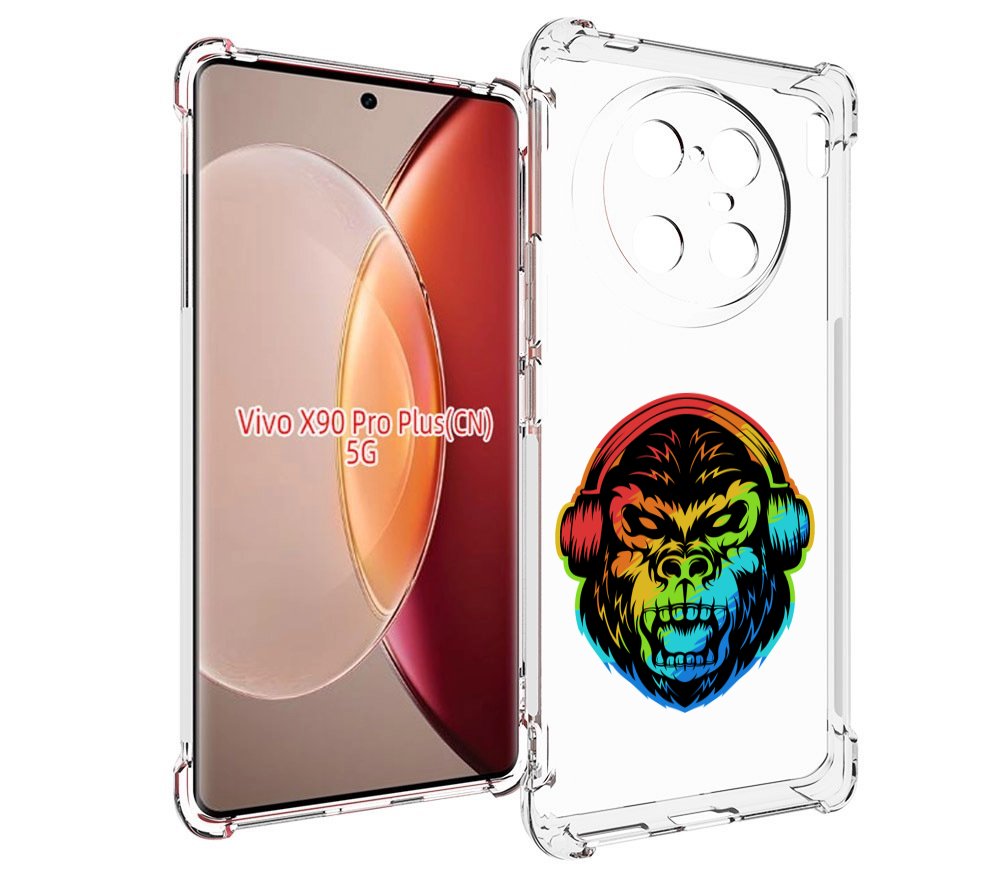 

Чехол MyPads Горилла-в-наушниках для Vivo X90 Pro Plus, Прозрачный, Tocco