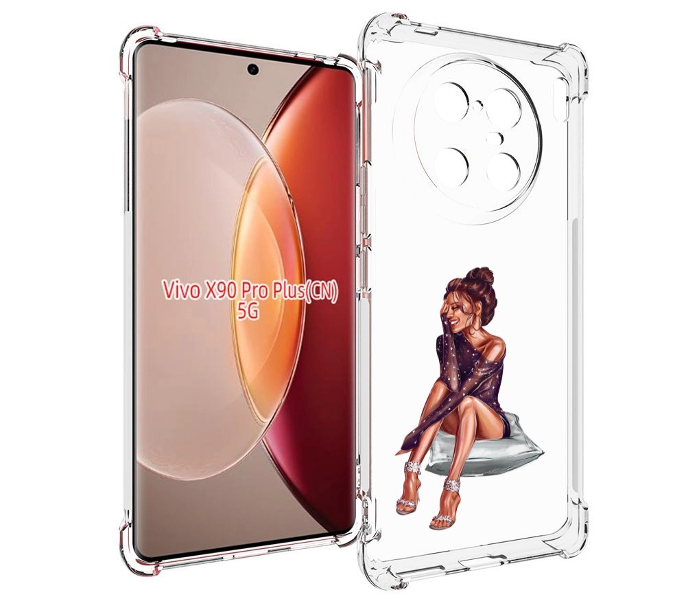 

Чехол MyPads Девушка-на-подушке женский для Vivo X90 Pro Plus, Прозрачный, Tocco
