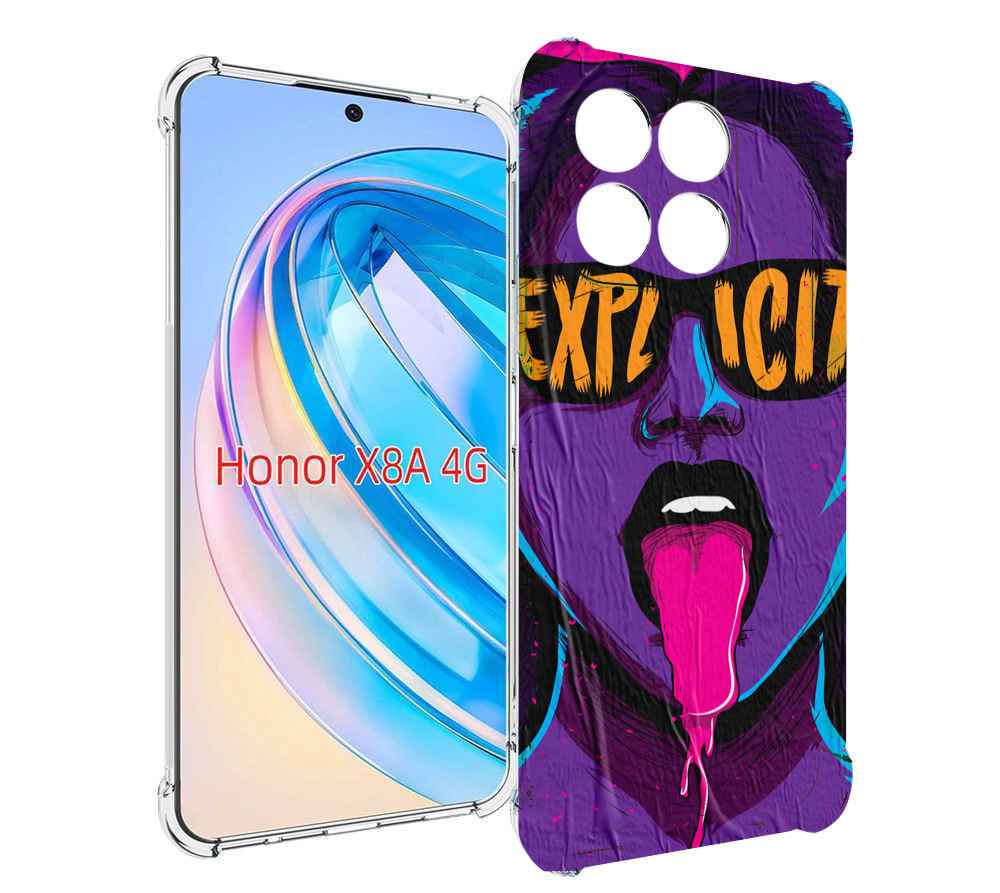 

Чехол MyPads фиолетовая-девушка-в-очках женский для Honor X8a, Tocco
