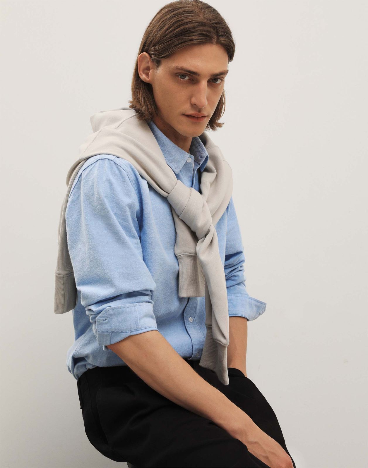 

Рубашка мужская Gloria Jeans BSU000403 голубой M/182, BSU000403