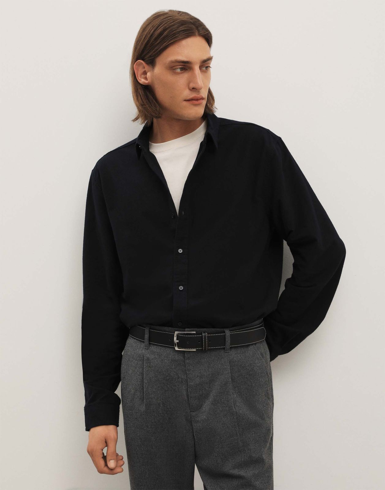 

Рубашка мужская Gloria Jeans BSU000403 темно-синий S/182, Черный, BSU000403