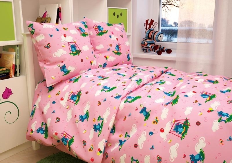 Постельное белье в детскую кроватку Бязь Слоники розовый