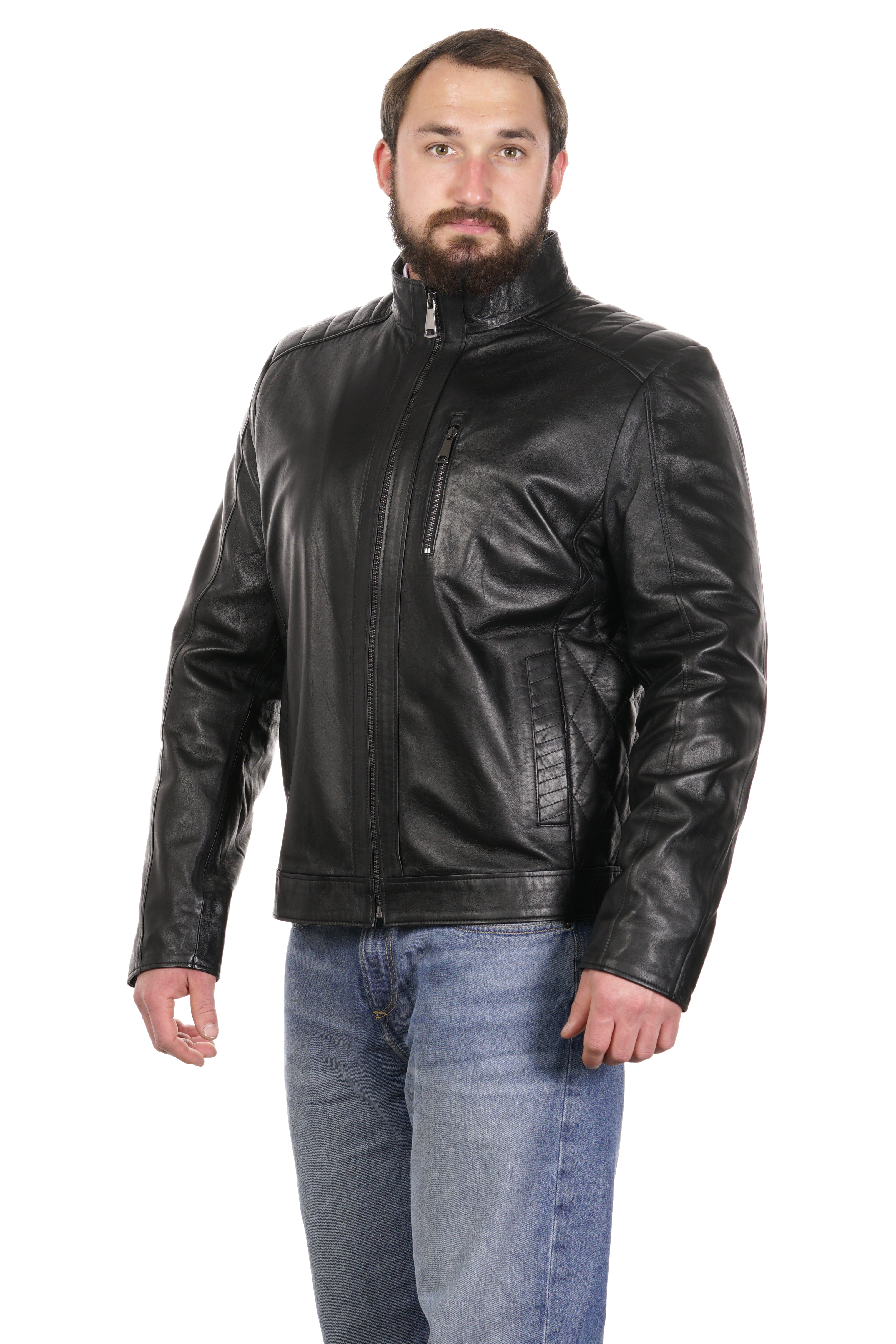 

Кожаная куртка мужская МОСМЕХА 8022596 черная 62 RU, Черный, 8022596