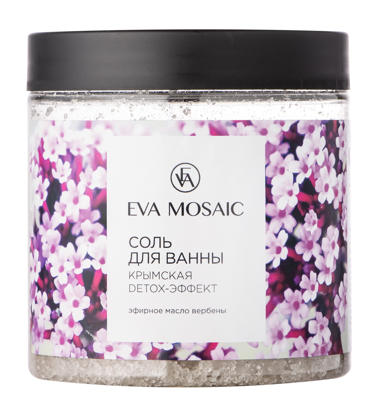 

Соль для ванны с эфирным маслом вербены Eva Mosaic Соль крымская Detox-эффект, 500г