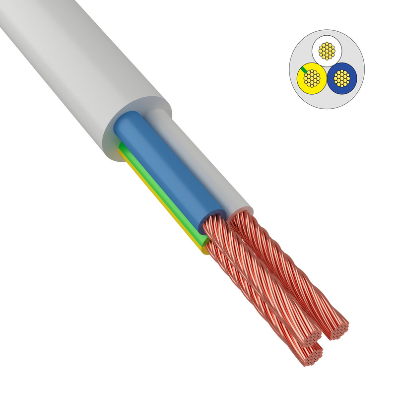 Провод соединительный ПВС 3x0,75 мм? 200 м белый ГОСТ 7399-97 соединительный провод rexant