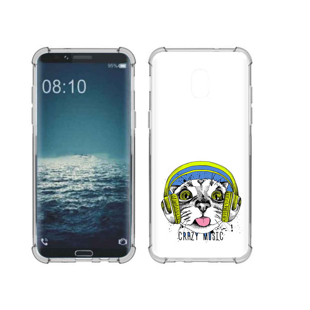 Чехол MyPads Tocco для Samsung Galaxy J3 кошка в наушниках рисунок (PT226926.574.403)