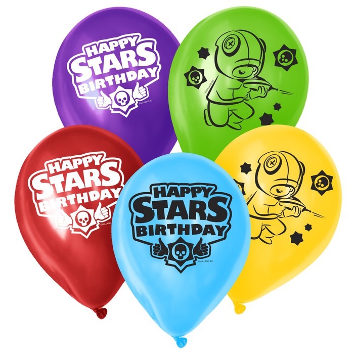 

Шар латексный 12" Happy Stars, 25 шт., Красный;голубой;желтый;зеленый;фиолетовый