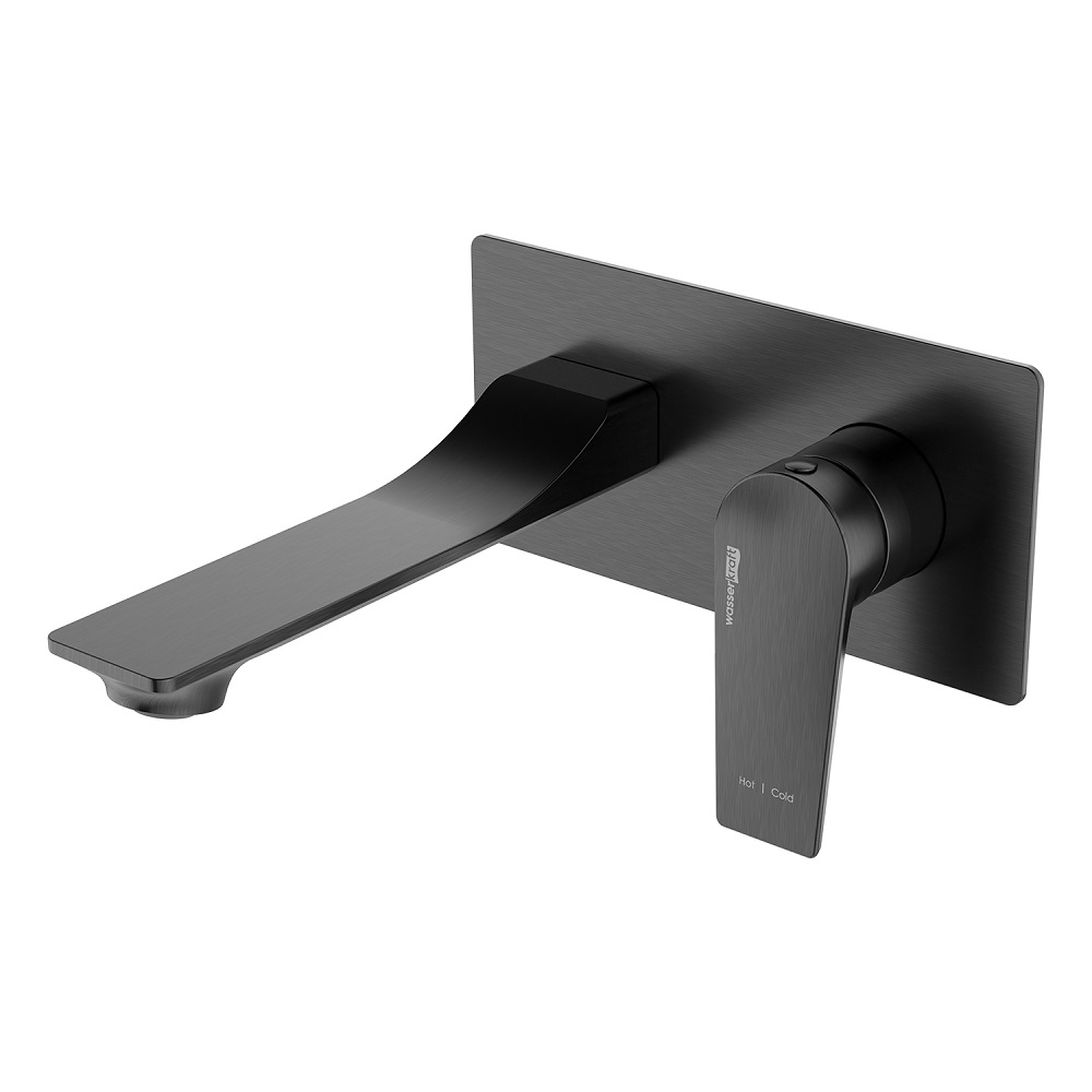 

Смеситель WasserKraft Wiese 8430 для раковины встраиваемый, излив 183мм, оружейная сталь, Черный