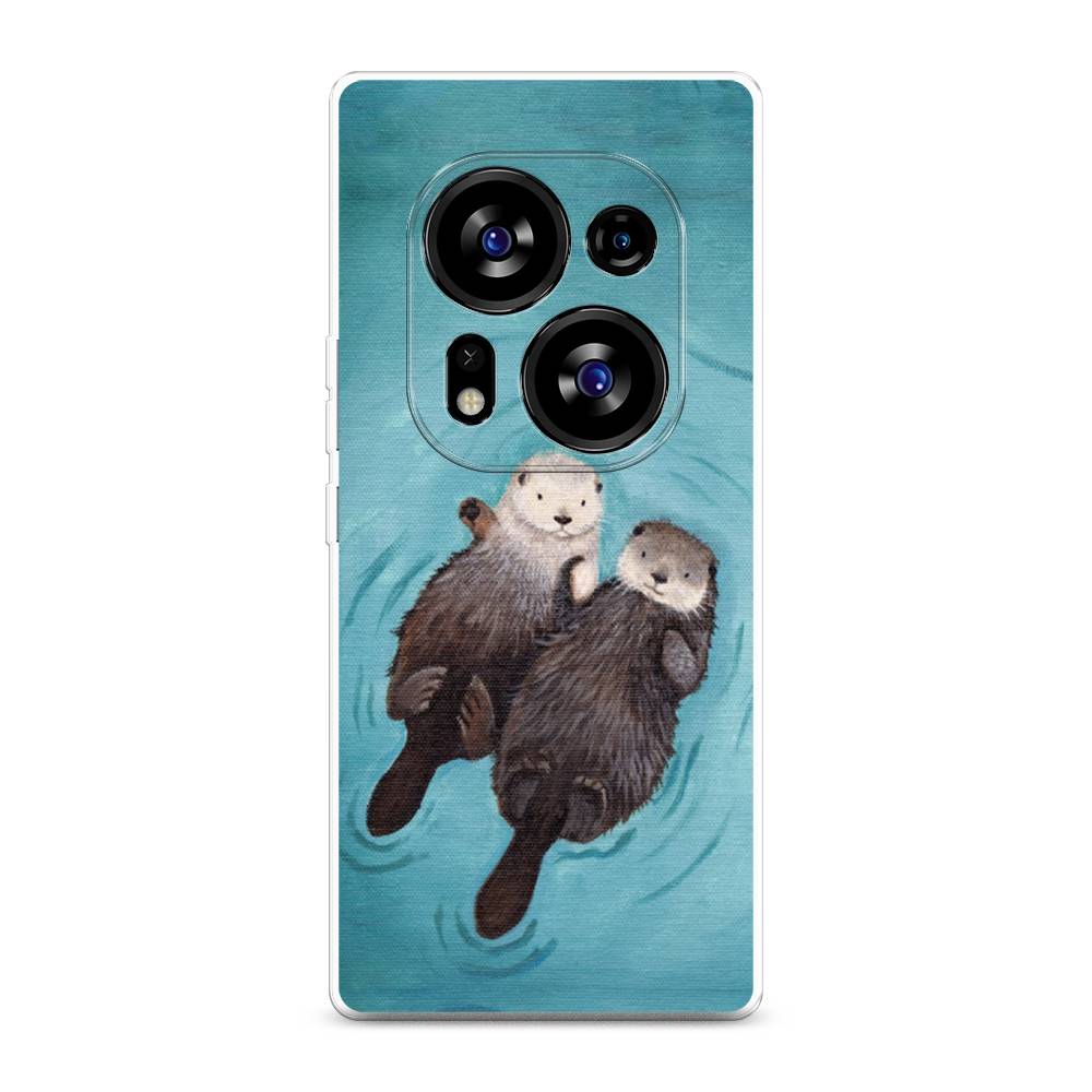 

Чехол Awog на Tecno Phantom X2"Парочка бобров", Голубой, 303350-10