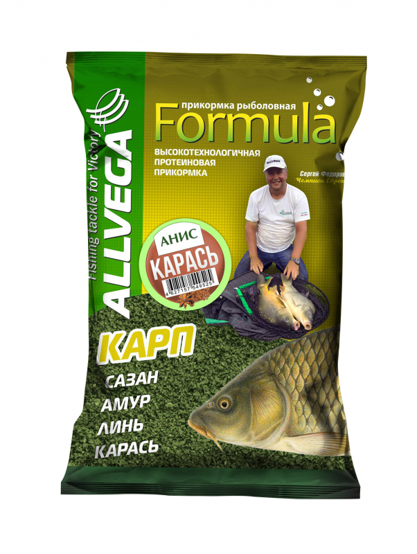 

Прикормка Allvega Formula Carassin Anis 0,9кг, Зеленый, Formula Carassin