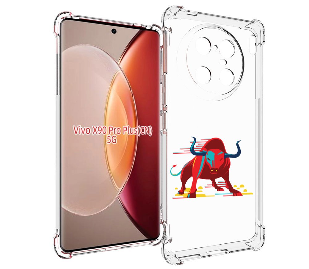 

Чехол MyPads Красный-бык для Vivo X90 Pro Plus, Прозрачный, Tocco