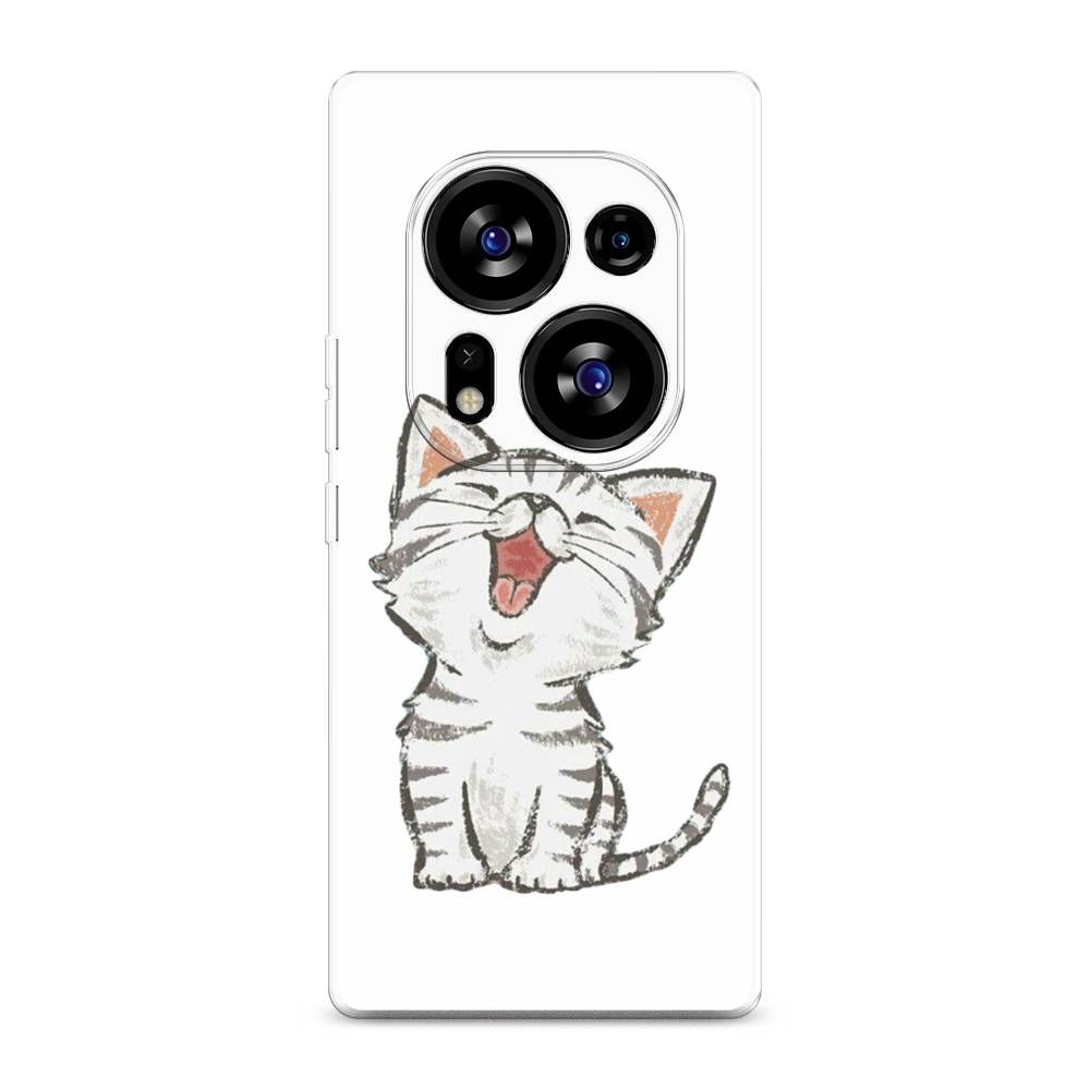 

Чехол Awog на Tecno Phantom X2"Котенок рисованный", Серый;белый, 303350-1
