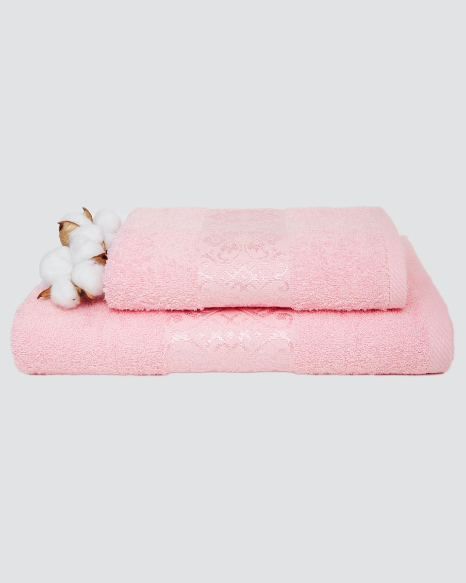 фото Набор махровых полотенец "вышневолоцкий текстиль" розовый, набор из 2 штук