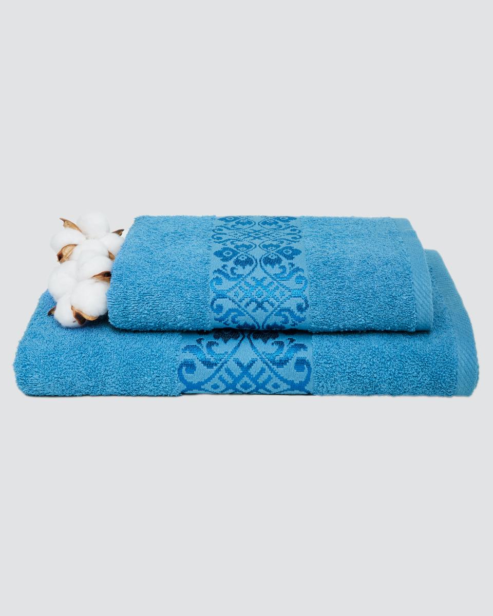 фото Набор махровых полотенец "вышневолоцкий текстиль" синий, набор из 2 штук
