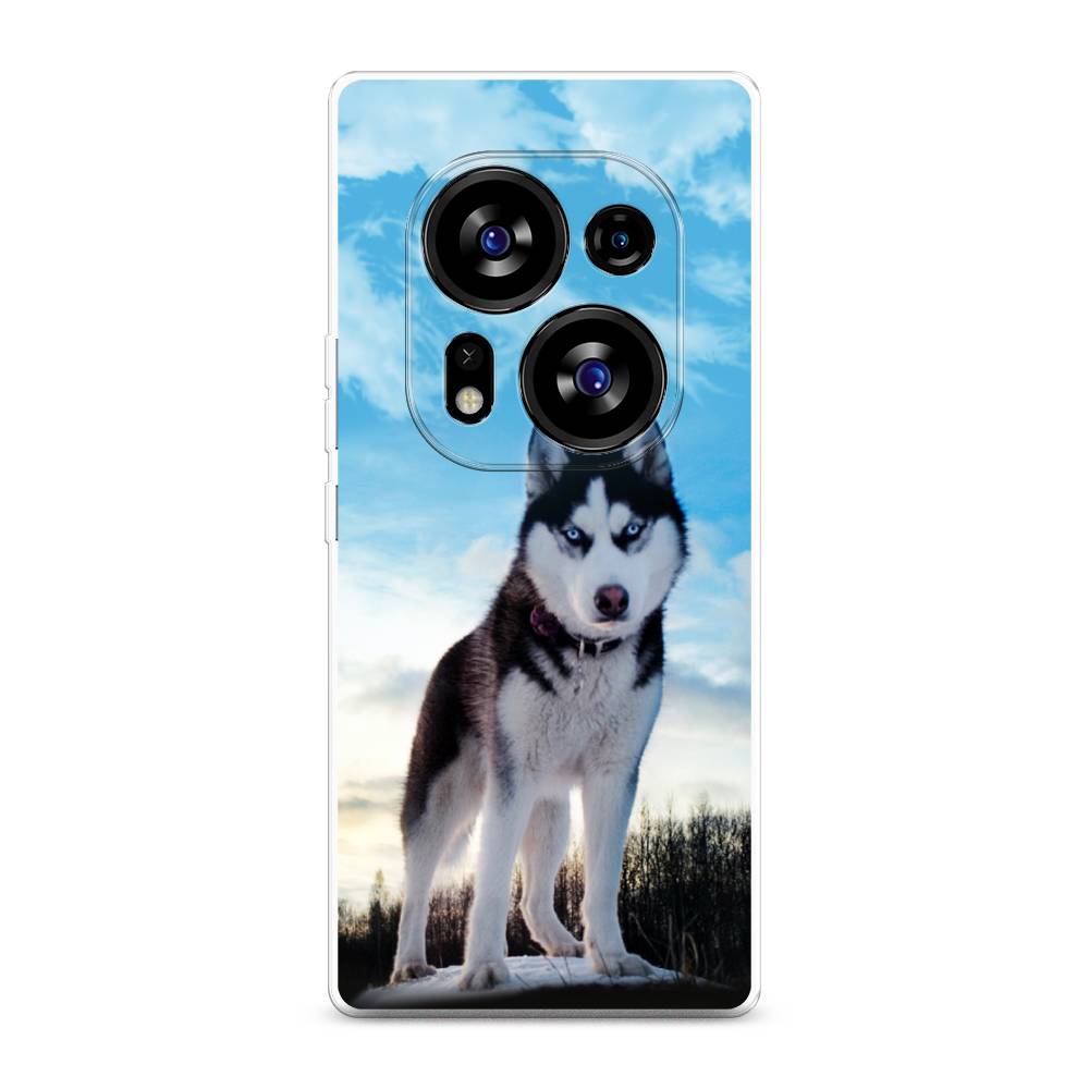 

Чехол Awog на Tecno Phantom X2"Хаски 3", Белый;черный;голубой, 303350-2