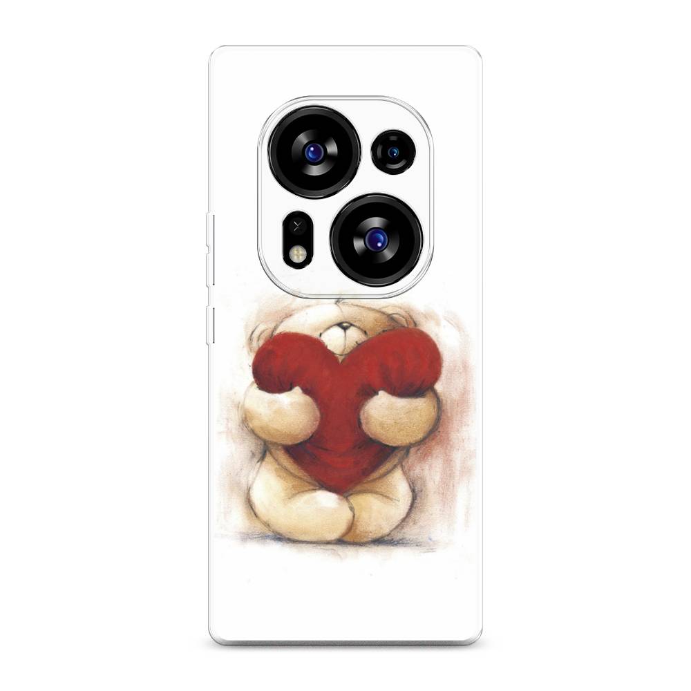 

Чехол Awog на Tecno Phantom X2"Мишка с сердцем 1", Белый;красный;бежевый, 303350-6