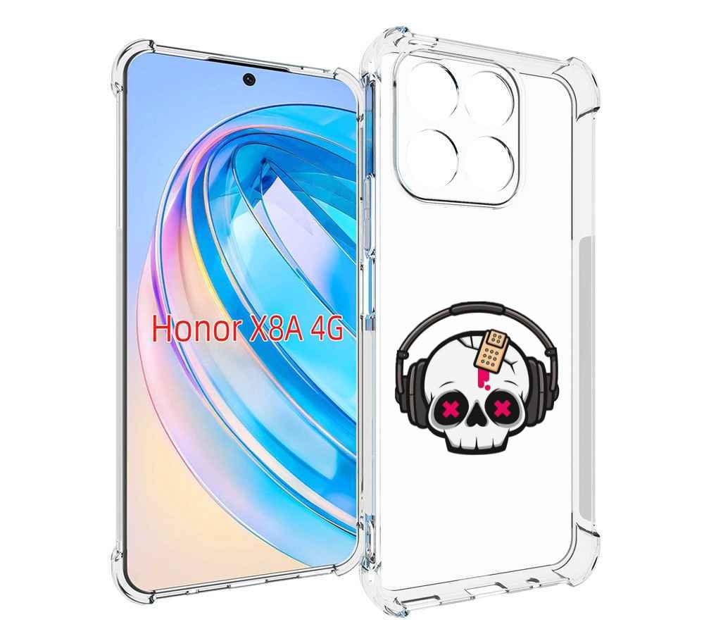 

Чехол MyPads черепок в наушниках для Honor X8a, Tocco