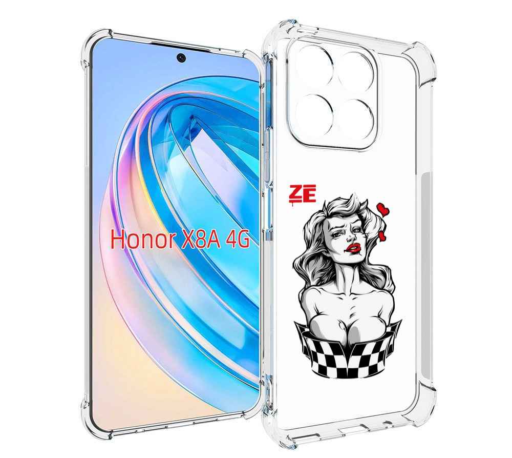 

Чехол MyPads черно белая девушка с красными губами женский для Honor X8a, Tocco