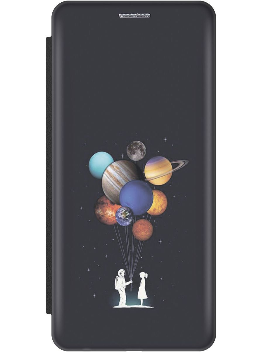 

Чехол-книжка на Samsung Galaxy A54 5G "Космический подарок" черный, Белый;голубой, 158784