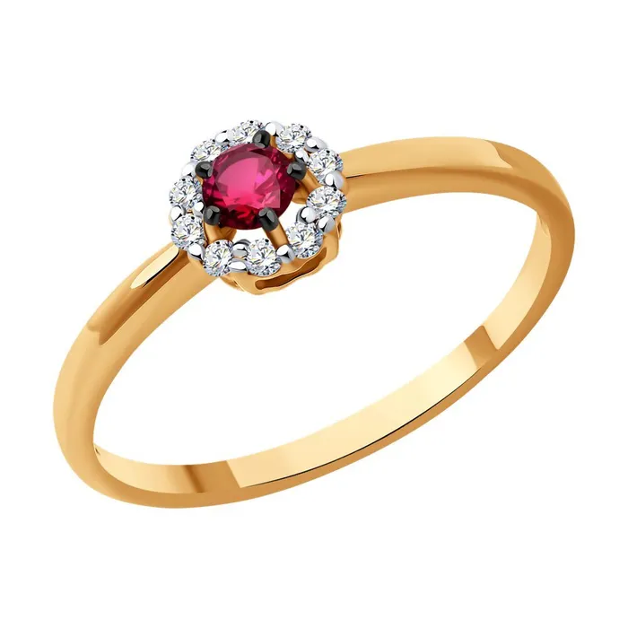 

Кольцо из красного золота р. 16 Diamant 51-210-01768-3, бриллиант/рубин, 51-210-01768-3