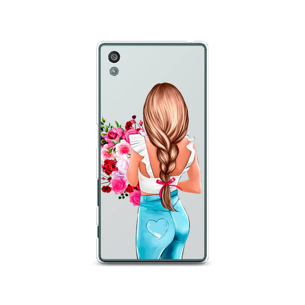 

Чехол на Sony Xperia Z5 (Z5 Dual) "Девушка с цветами", Коричневый;розовый;голубой, 52150-6
