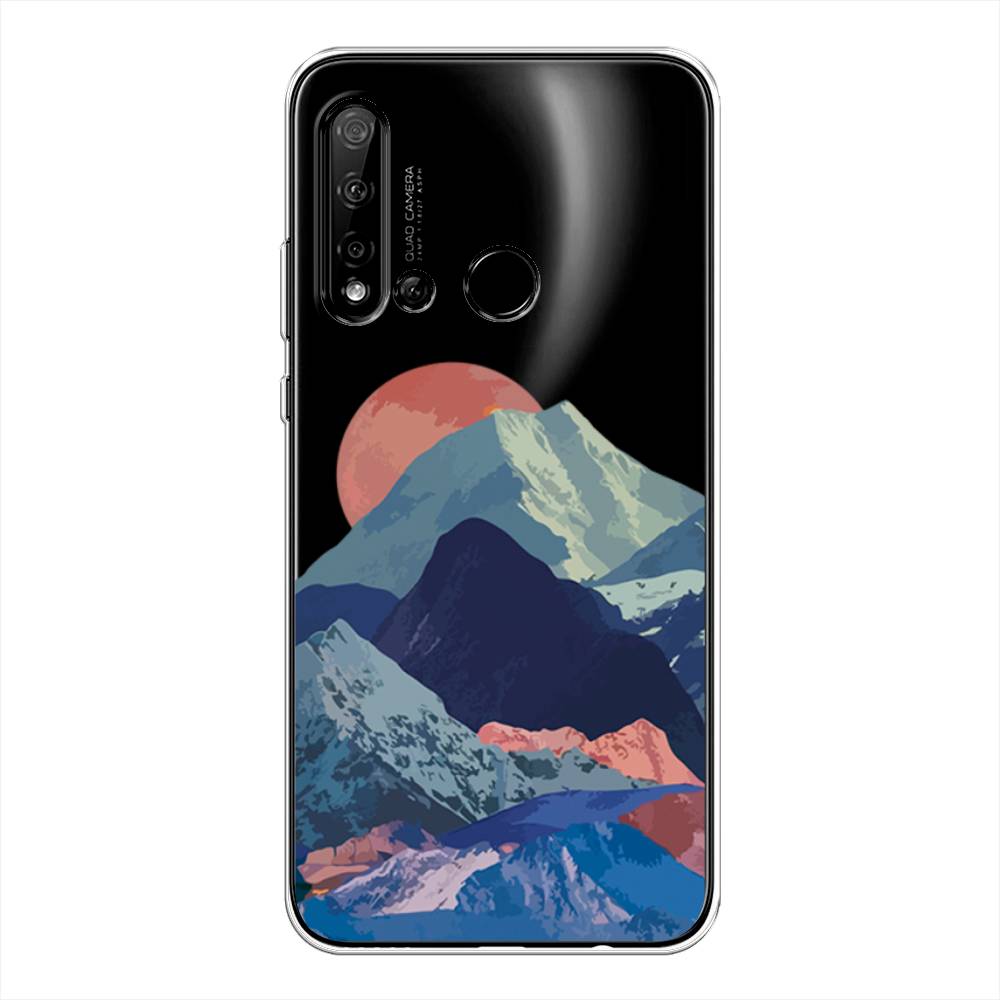 

Чехол на Huawei Nova 5i "Закат в снежных горах", Красный;серый;голубой, 69850-2