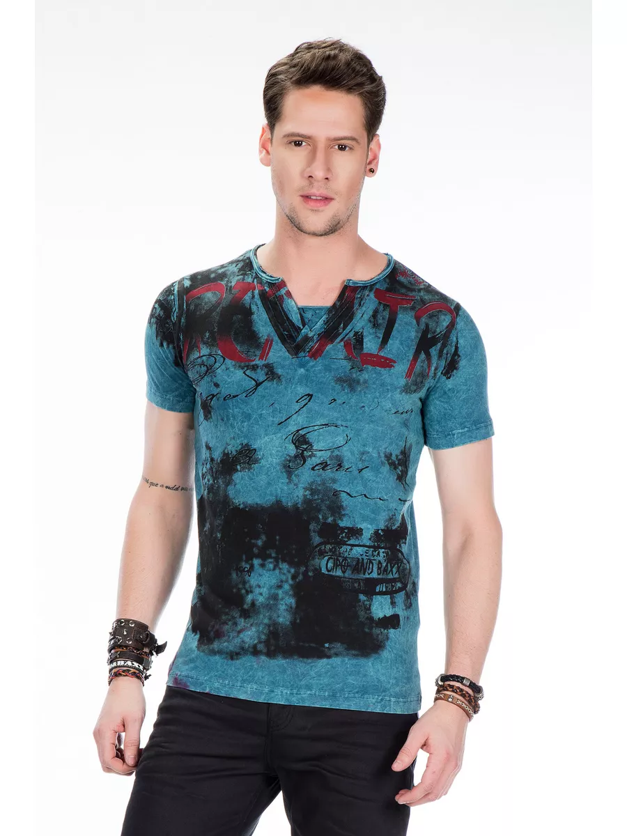Футболка мужская Cipo & Baxx CT428 бирюзовая XL