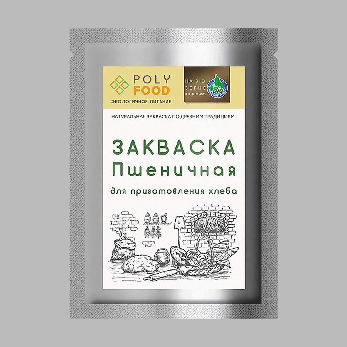 Бездрожжевая закваска PolyFood для хлеба Пшеничная, 150 г