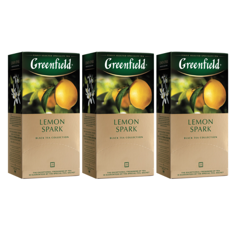 

Чай черный Greenfield Lemon Spark, 3 упаковки по 25 пакетиков