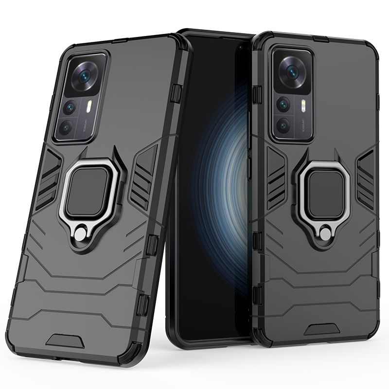 фото Противоударный чехол с кольцом panther case для xiaomi 12t (pro) (черный) black panther