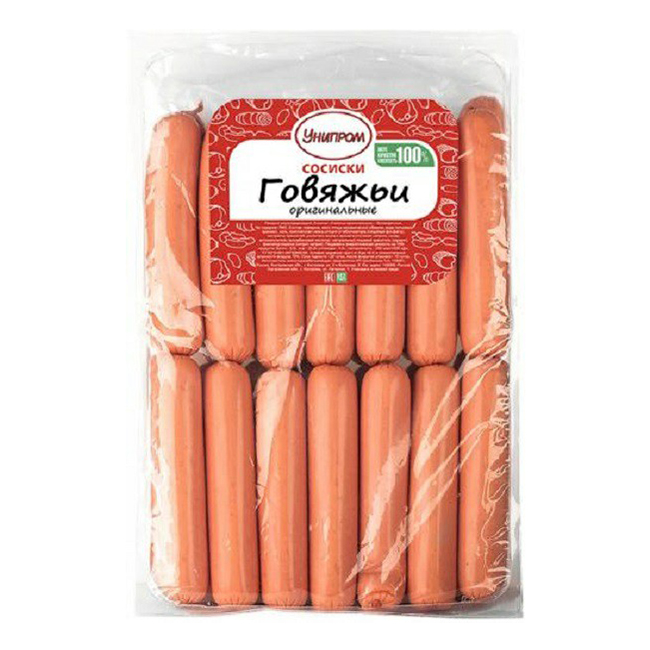 

Сосиски Унипром Говяжьи вареные +-500 г