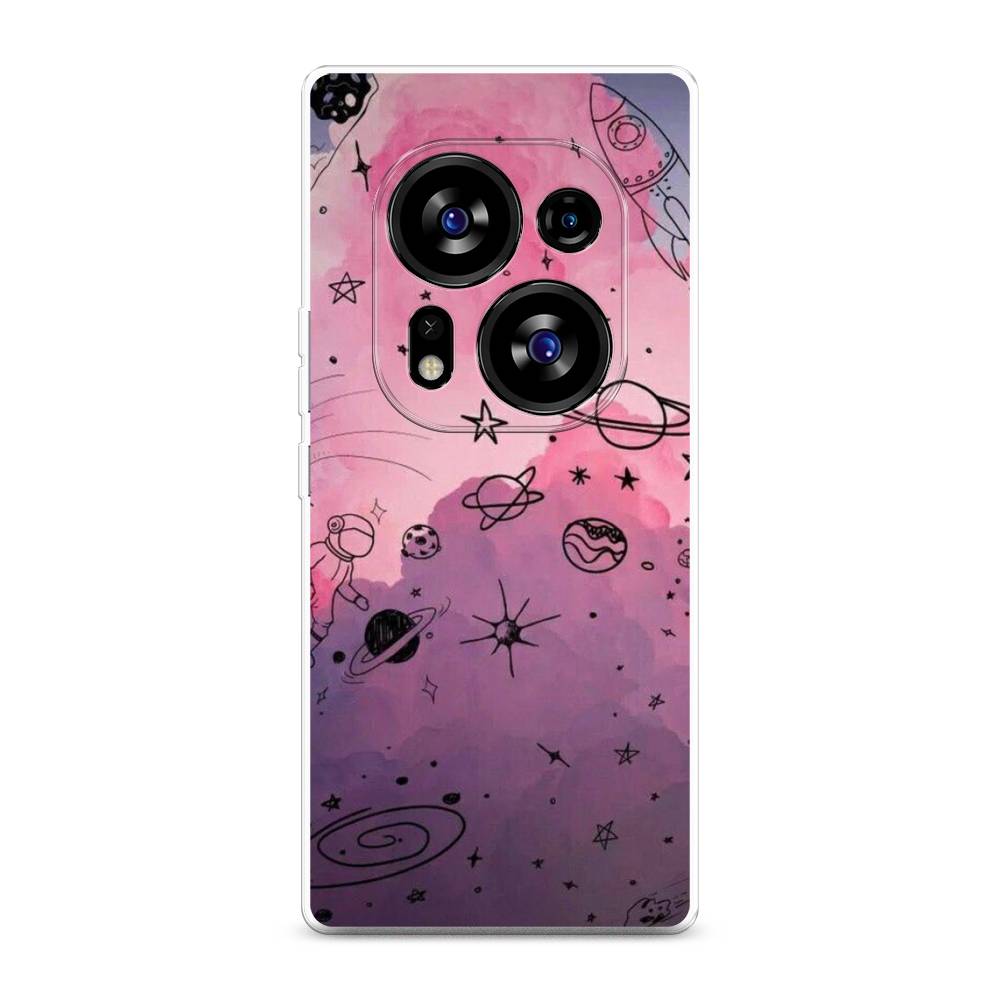 

Чехол Awog на Tecno Phantom X2"Радуга планет 3", Черный;розовый, 303350-4