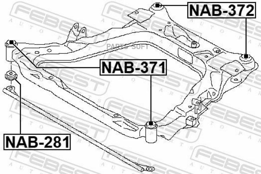 

Сайлентблок подрамника передний nissan serena c25 2005.05-2010.11 [jp] nab-371