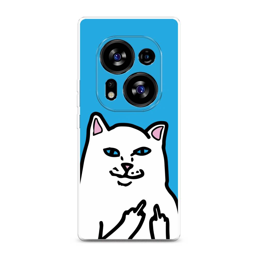 

Чехол Awog на Tecno Phantom X2"Кот жесть", Белый;голубой;черный, 303350-9