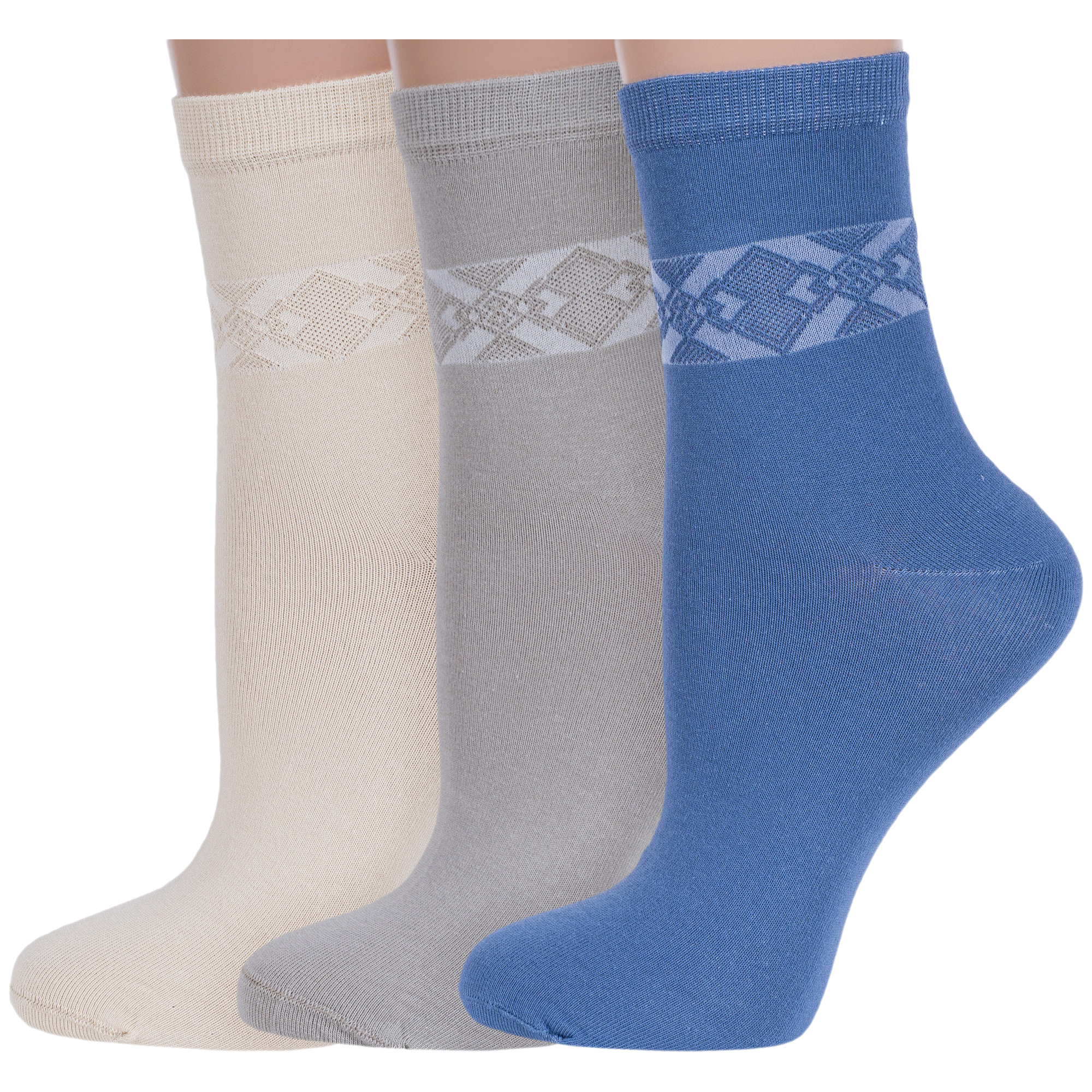 

Комплект носков женских Rusocks 3-Ж3-13057 разноцветных 23-25, Бежевый;синий, 3-Ж3-13057