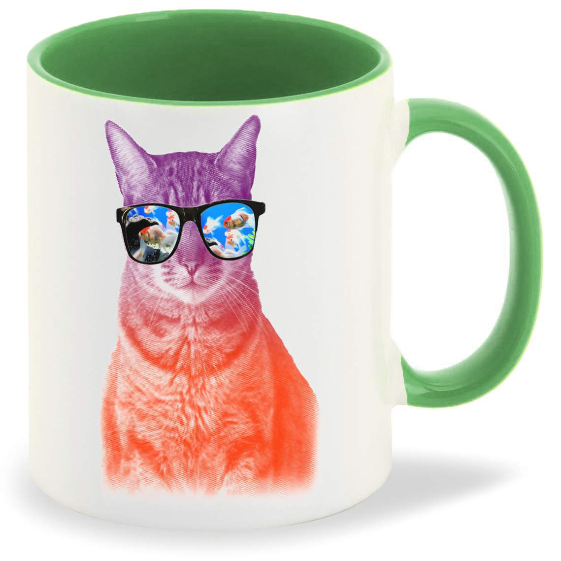 

Кружка CoolPodarok Кот в очках рыбки