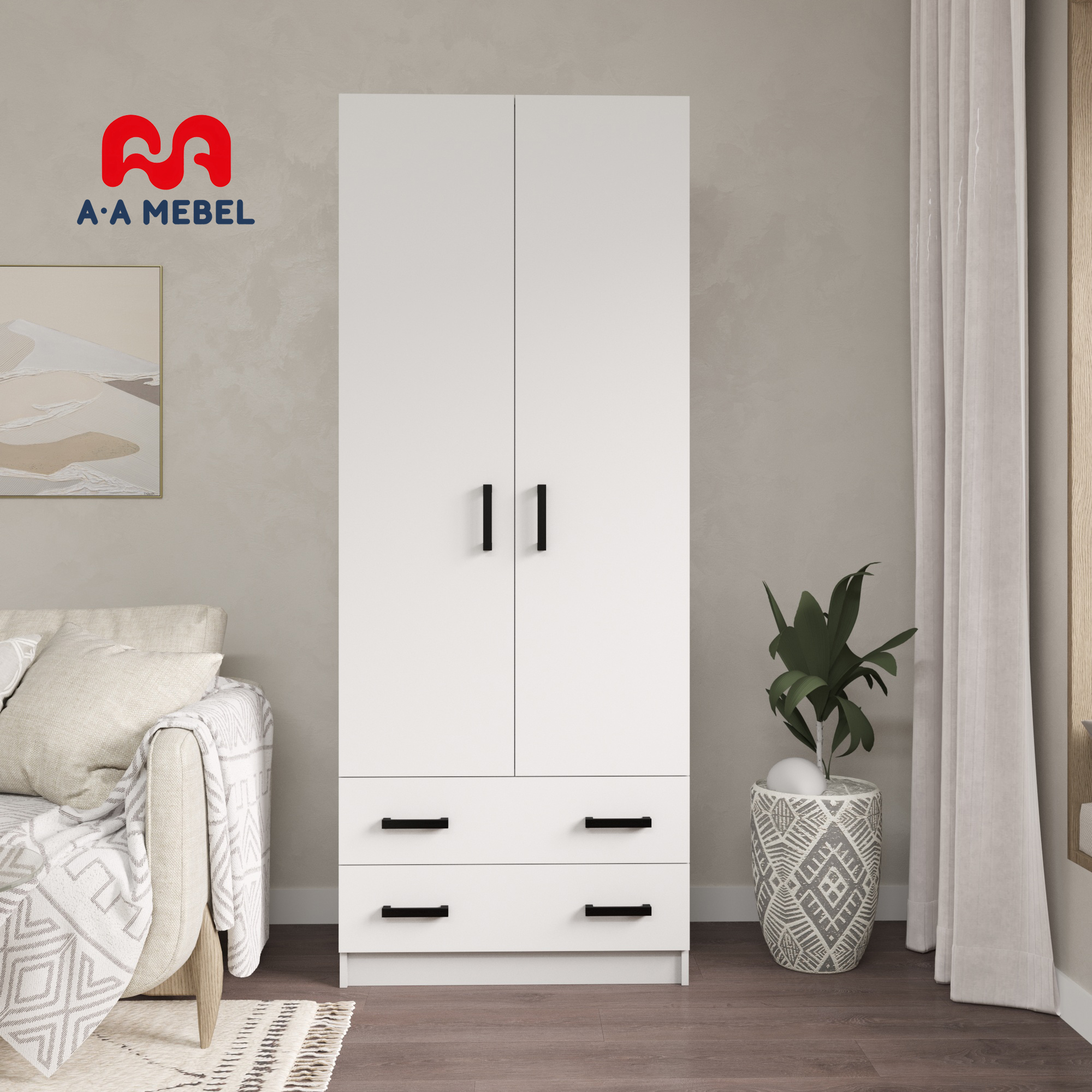 Шкаф распашной A-MEBEL РИК 80х48х204 см белый