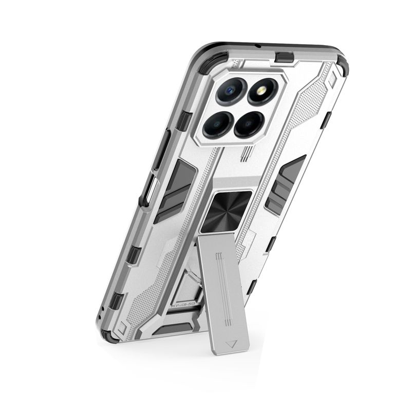 Противоударный чехол с подставкой Transformer для Honor X8 (серебряный)