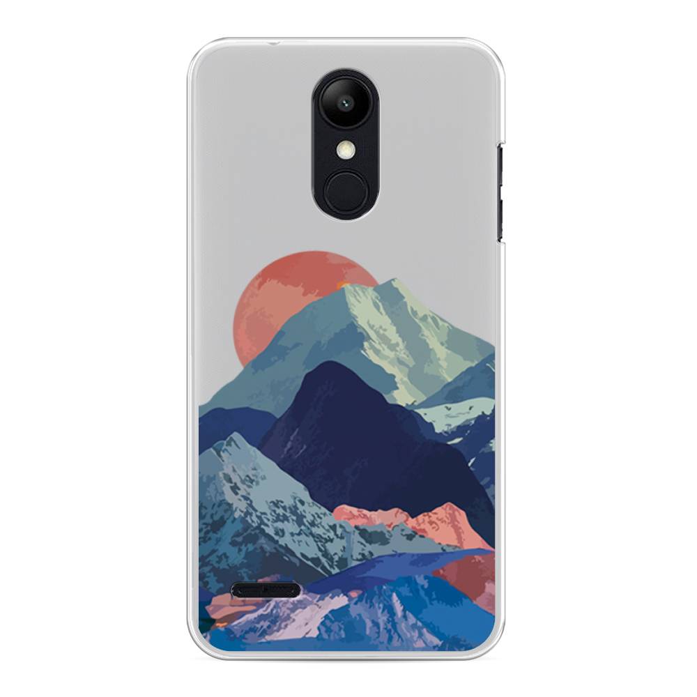 

Чехол на LG K8 "Закат в снежных горах", Красный;серый;голубой, 83750-2