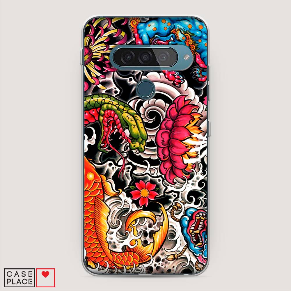 

Чехол на LG G8s ThinQ "Японское искусство", Красный;оранжевый;голубой, 84050-4