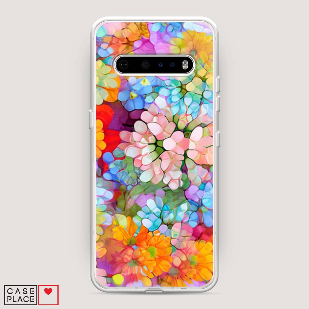 

Чехол на LG V60 "Цветы витраж", Оранжевый;розовый;голубой, 84250-3