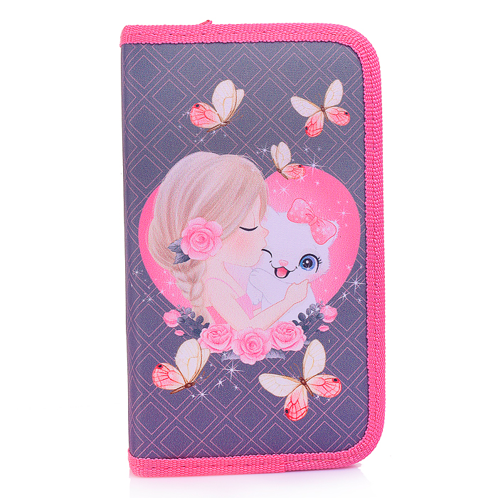 

Пенал корпусный Нежность размер 19*11 см на молнии 1 отделение полиэстер 210 ден на карт, Пеналы с отделениями, без наполнения