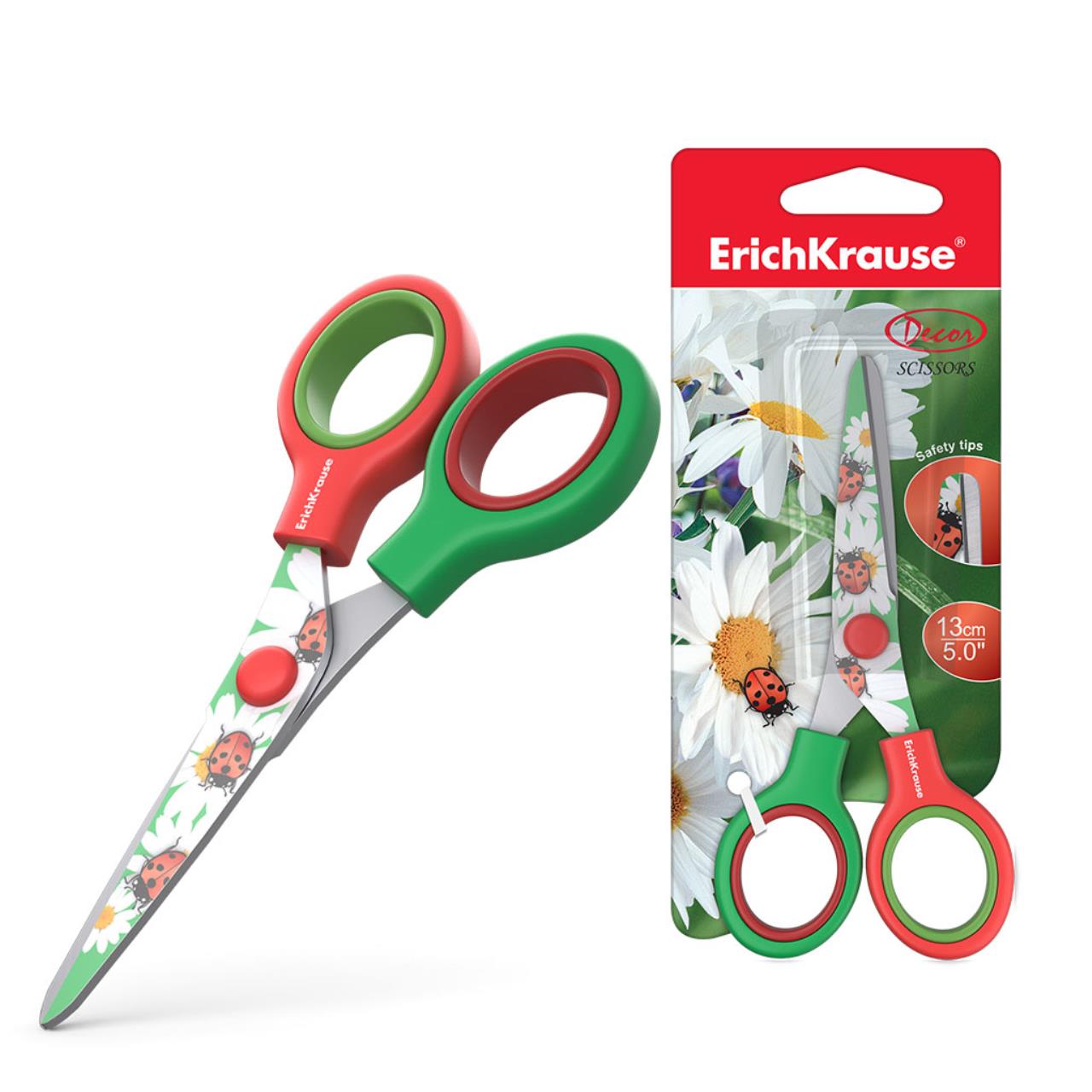 Ножницы ErichKrause Junior Decor Summer с принтом на лезвиях 13см (всего 12 шт. в блистере