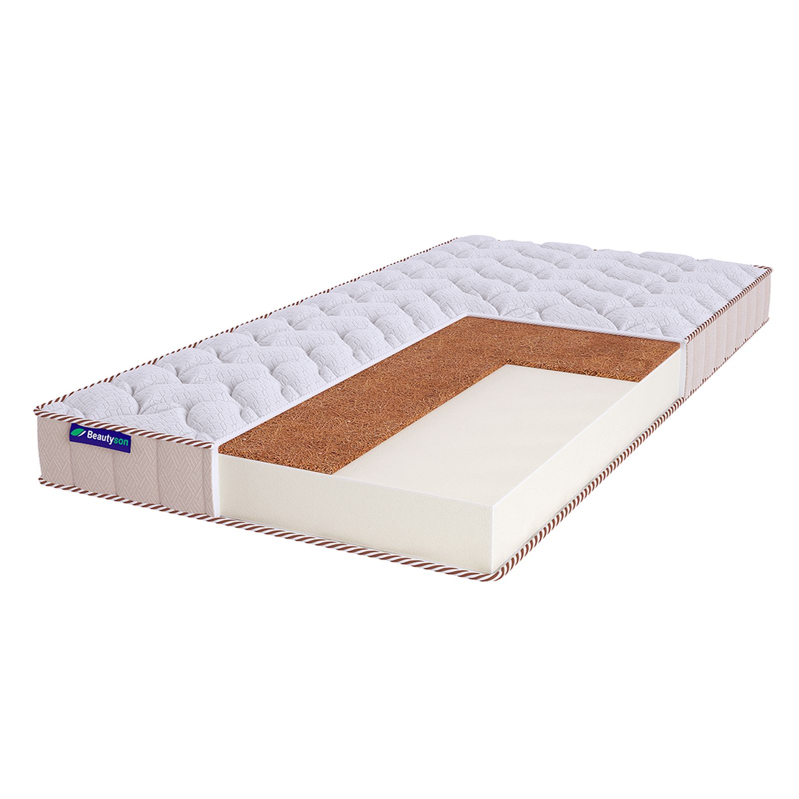 

Матрас BeautySon Roll Foam 10 Cocos Lux бесклеевой 155x190x11, Белый, Roll Foam 10 Cocos Lux