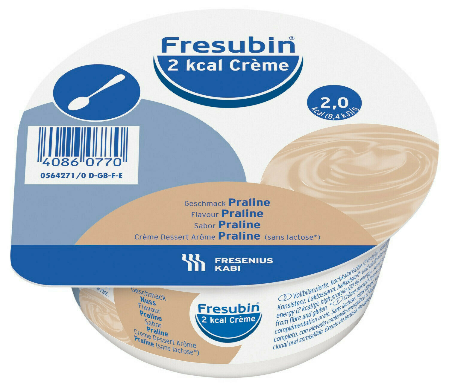 Купить Fresubin, Фрезубин крем 2 ккал, вкус пралине, 125 гр., 1 стаканчик, Fresenius Kabi