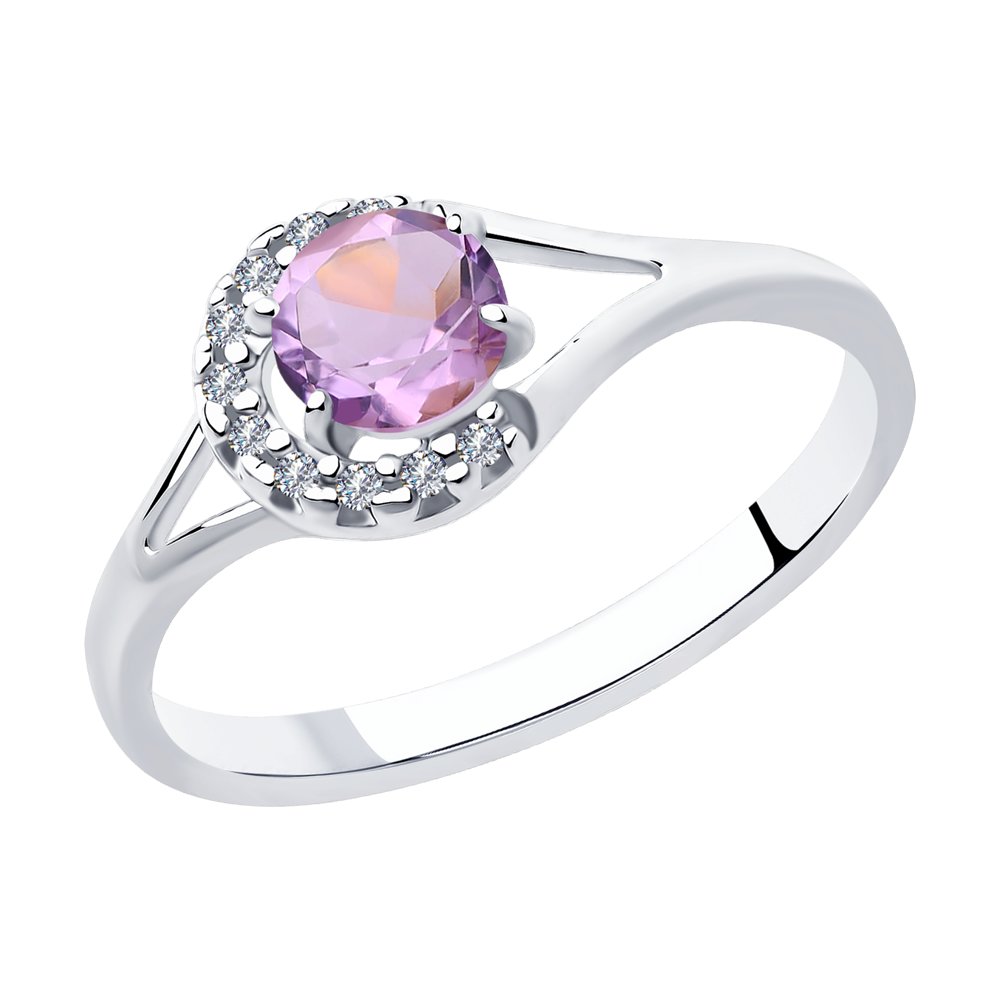 

Кольцо из серебра р. 18,5 Diamant 94-310-00504-1, аметист\фианит, 94-310-00504-1