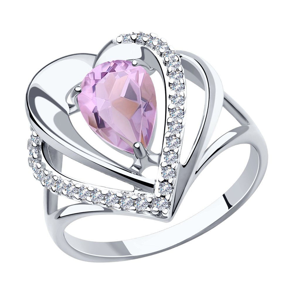

Кольцо из серебра с аметистом /фианитом р. . Diamant 94-310-00545-3, 94-310-00545-3