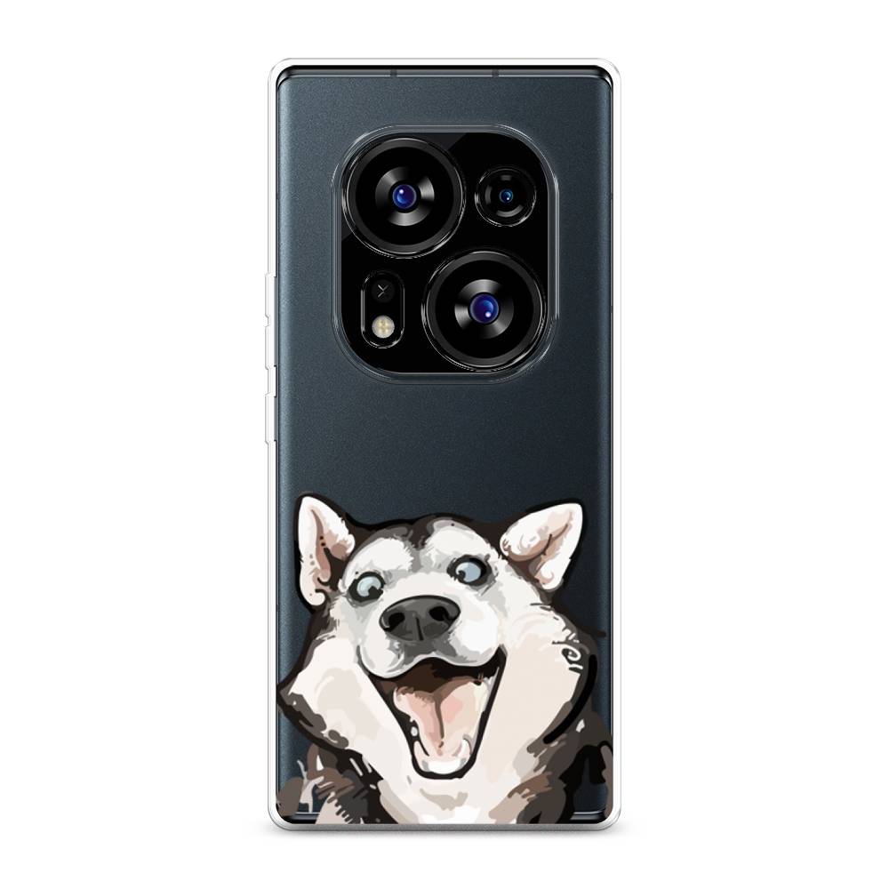 

Чехол Awog на Tecno Phantom X2"Радостный хаски", Белый;голубой;черный, 303350-1